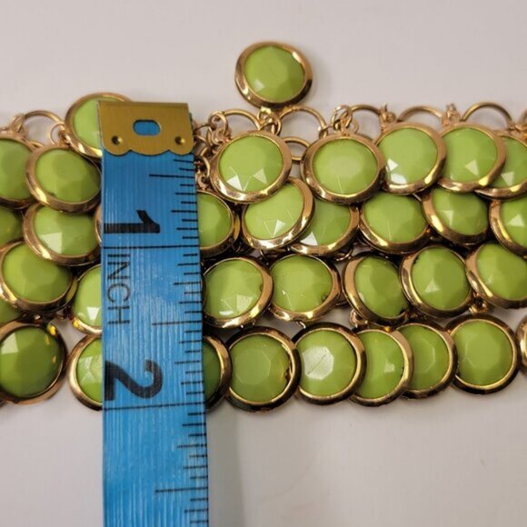 Green Choker Gold Tone Resin Pendant Fashion Bib Statement Necklace - Picture 6 of 9